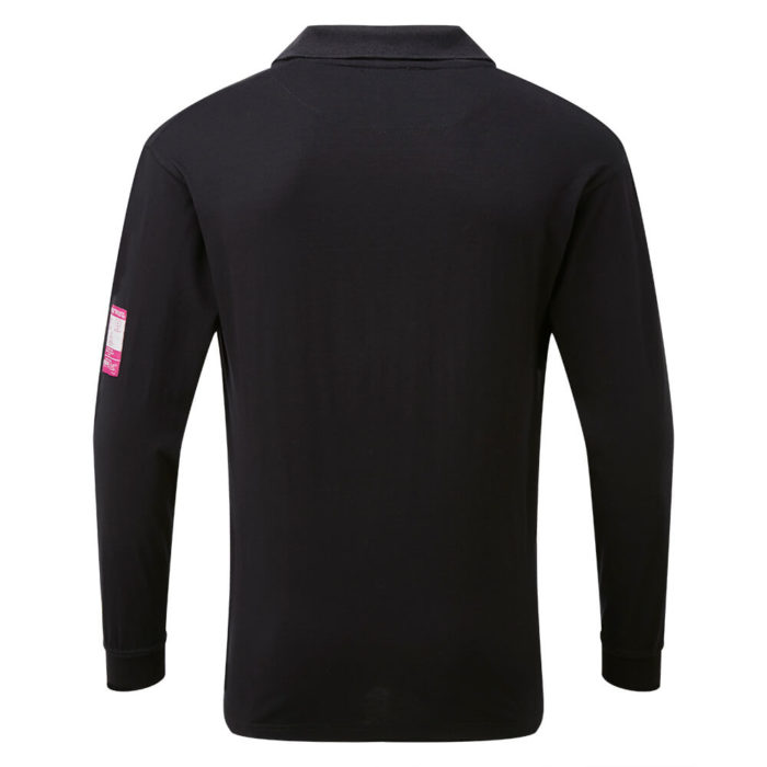 HAZTEC® Boscan Flame Resistant Anti-Static Inherent Long Sleeve Poloshirt Black Back