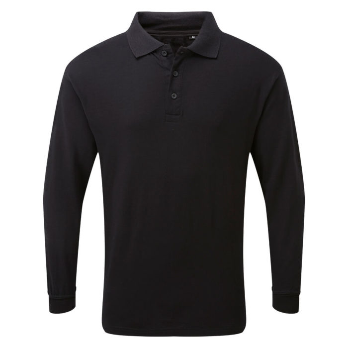 HAZTEC® Boscan Flame Resistant Anti-Static Inherent Long Sleeve Poloshirt Black Front