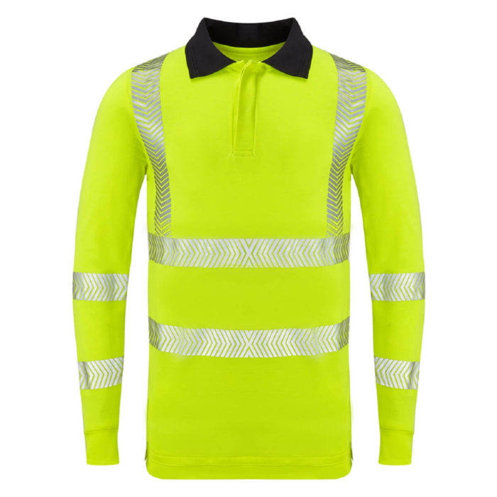 HAZTEC® Flame Resistant Anti-Static Long Sleeved Hi Vis Inherent Poloshirt Yellow Front