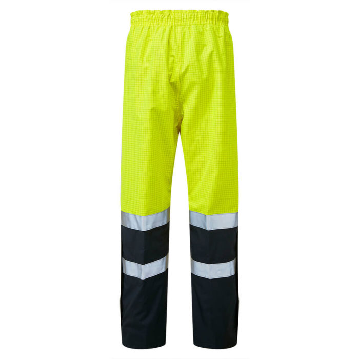 HAZTEC® Flotta Flame Resistant Anti-Static Waterproof Overtrousers Yellow Navy Back