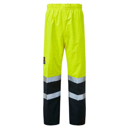 HAZTEC® Flotta Flame Resistant Anti-Static Waterproof Overtrousers Yellow Navy Front