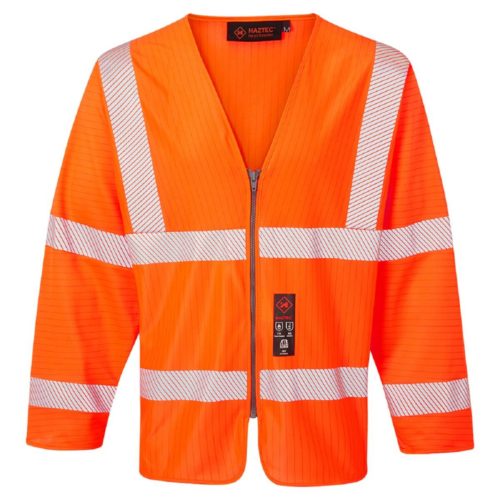 HAZTEC® Loreto Flame Resistant Anti-Static Long Sleeved Hi-Vis Waistcoat Orange Front